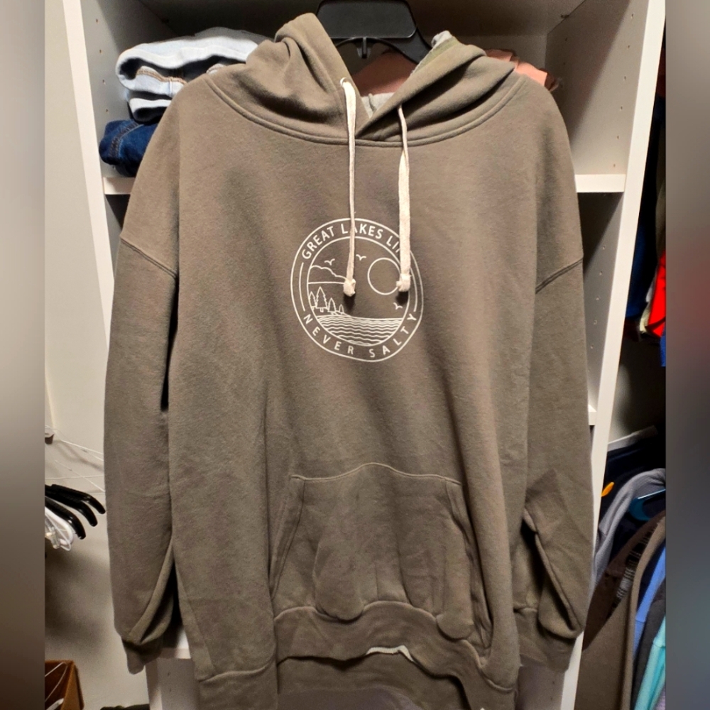 Great Lakes Life Men's Olive Hoodie with Graphic Print